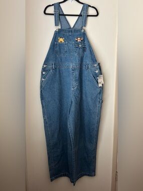 Vintage Deadstock Disney Winnie The Pooh Flower Embroidered Overalls NEW *Flaw*
